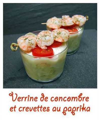 Verrine de concombre et crevettes au paprika