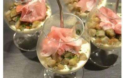 Verrine artichaut confit crème de parmesan