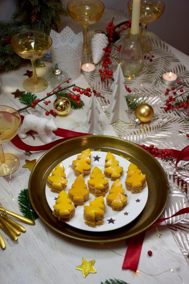 Sapin en pain d’épices au foie gras et à la mangue