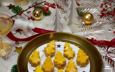 Sapin en pain d’épices au foie gras et à la mangue