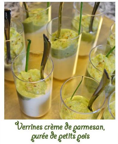 Verrines crême de parmesan purée de petits pois