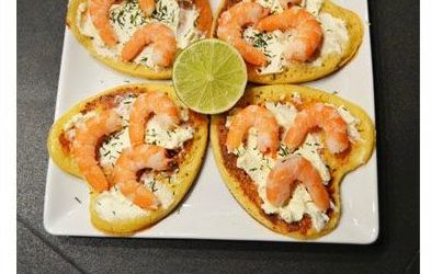 Blinis crevettes et cream cheese – (idées de St Valentin)