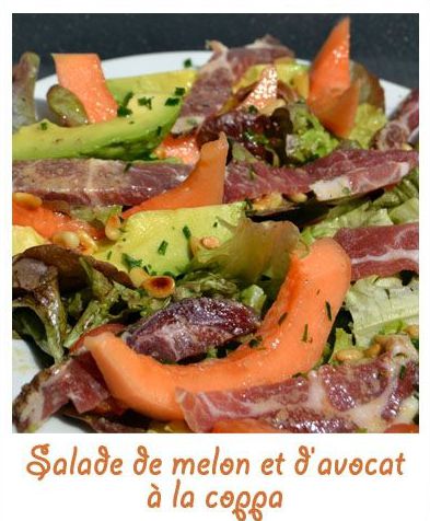 Salade de melon et d’avocat à la coppa