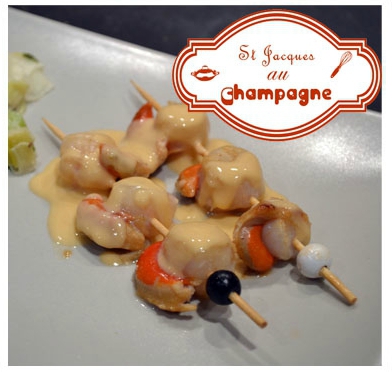 Brochettes de st Jacques au champagne