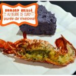 Homards grillés au beurre de curry, purée de vitelotte