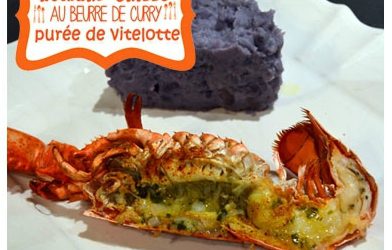 Homards grillés au beurre de curry, purée de vitelotte