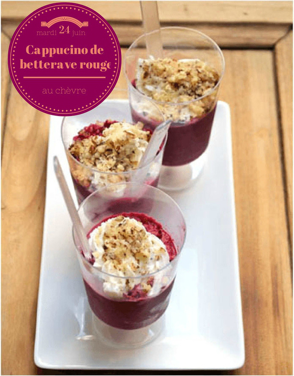 Cappucino de betterave rouge au chèvre