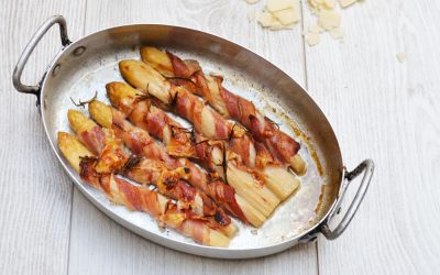 Asperges blanches au bacon et parmesan