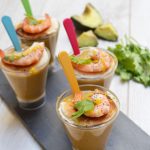 Gaspacho d’avocat, crevettes & agrumes