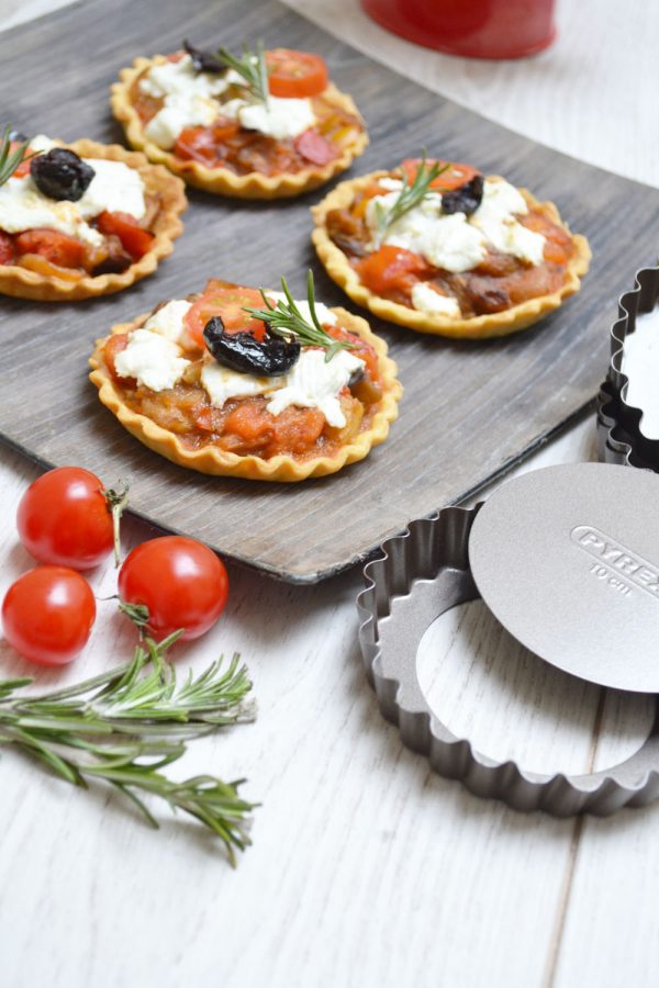 Tartelettes au chèvre et légumes du sud