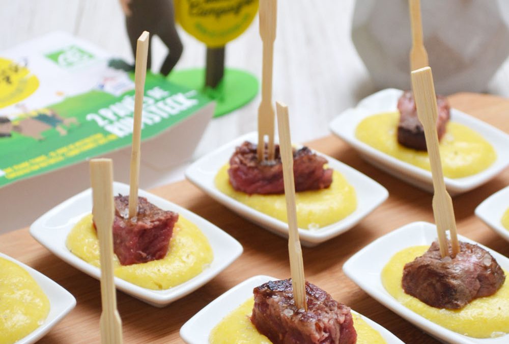 Bouchées de rumsteak sur purée de maïs