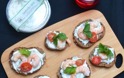 Tartines Tzatziki crevettes