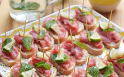 Bruschettas avec du carpaccio