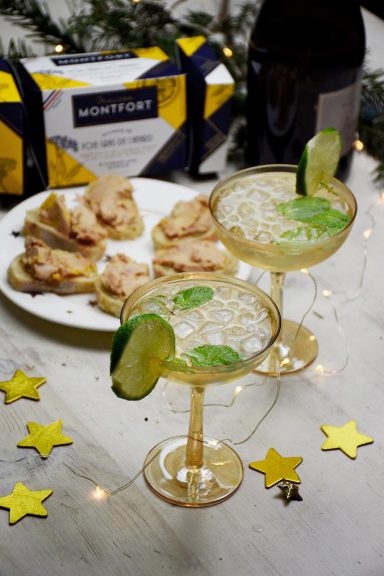 Cocktail Numajo au Prosecco, fleurs de sureau, menthe et citron vert