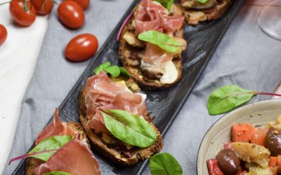 Tartines de cèpes et speck