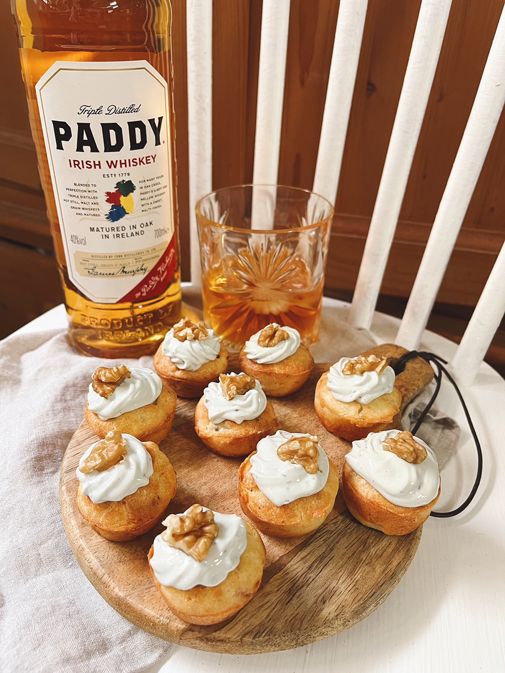 Mini cakes au bleu accord whiskey Paddy