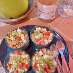 Verrines de pois chiche feta accord rosé du Languedoc Domaine Woillemont